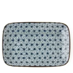 Asanoha Plate - Blue/Brown