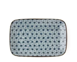 Asanoha Plate - Blue/Brown