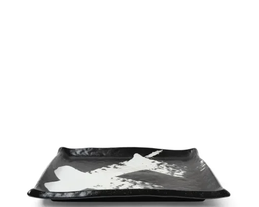 Black & White Brush Rectangle Platter