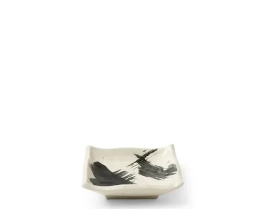 Black & White Brush Sauce Dish