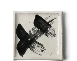 Black & White Brush Square Plate