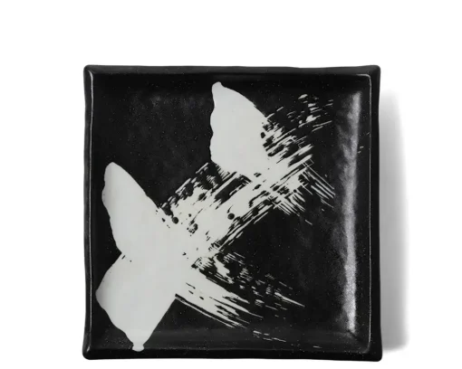 Black & White Brush Square Plate