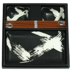 Black Brush Stroke Sushi Set