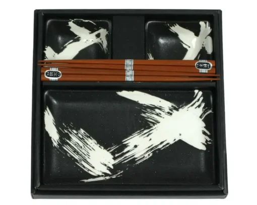 Black Brush Stroke Sushi Set