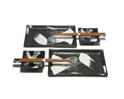 Black Brush Stroke Sushi Set