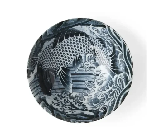 Black Ko-Imari Carp Bowl 8-1/4"