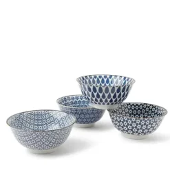 Blue & White 5.75" Bowl Set/4