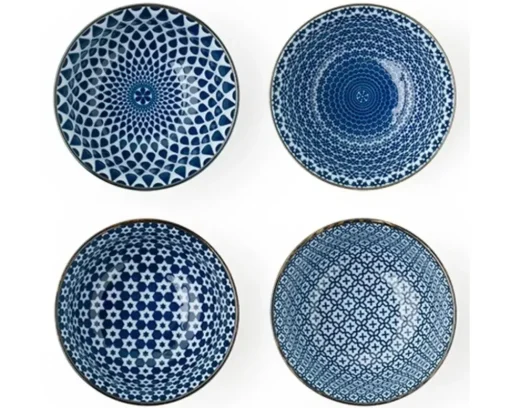 Blue & White 5" Bowl Set
