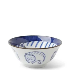 Blue & White Cat 5-3/4" Bowl