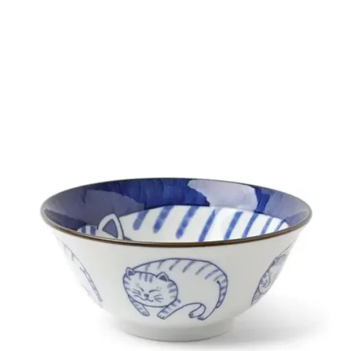 Blue & White Cat 5-3/4" Bowl