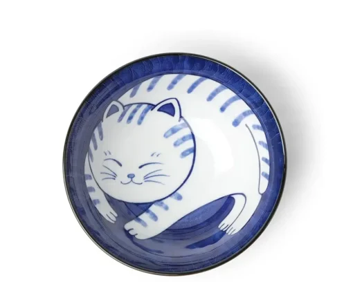 Blue & White Cat 5-3/4" Bowl