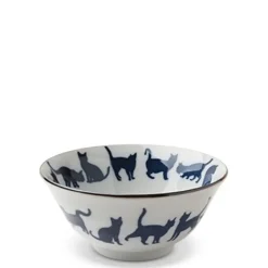 Blue & White Cat Parade 5.75" Bowl