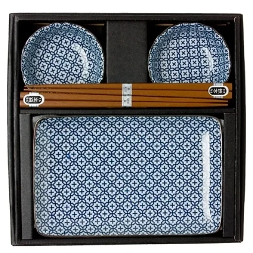 Blue & White Cross Sushi Set