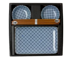 Blue & White Cross Sushi Set