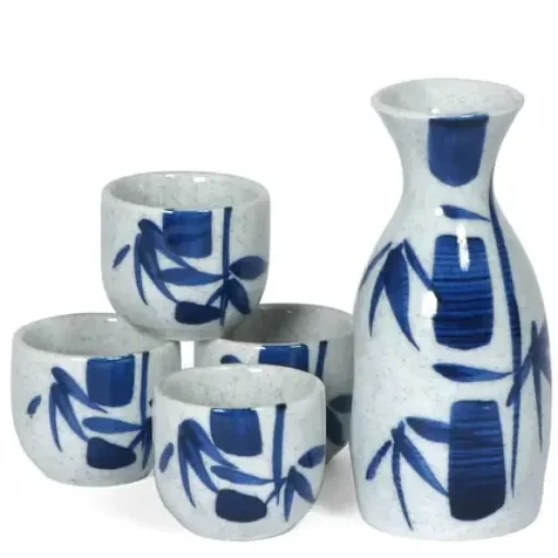 Blue Bamboo Sake Set