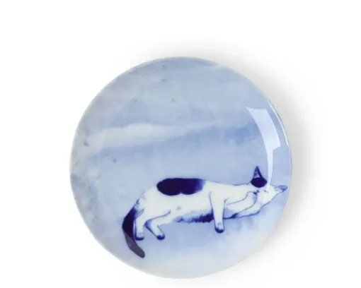 Blue Cat On Side Plate