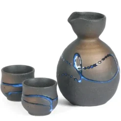 Blue Splatter Sake Set