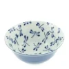 Bowl Blue & White Dragonfly 6"