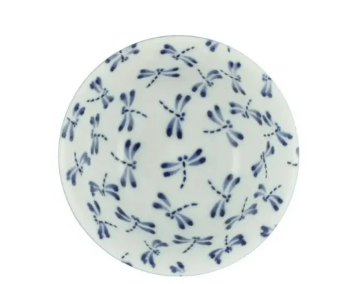 Bowl Blue & White Dragonfly 6"