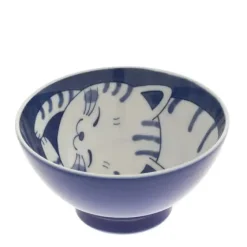 Bowl Rice Cat Blue Tabby 4-5/8"