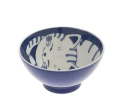 Bowl Rice Cat Blue Tabby 4-5/8"