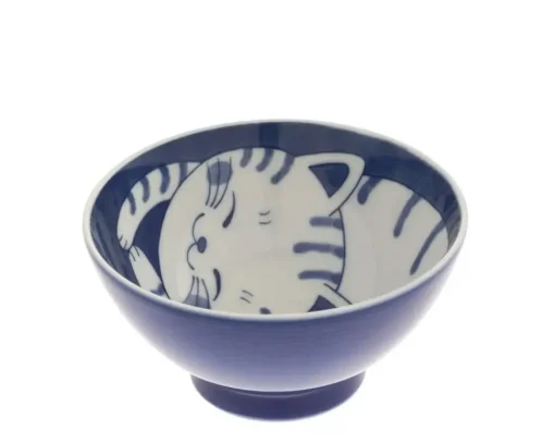 Bowl Rice Cat Blue Tabby 4-5/8"