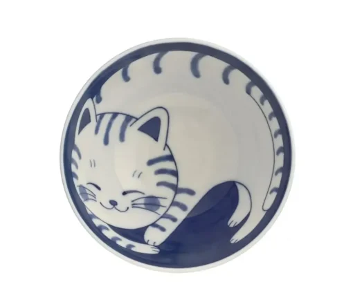 Bowl Rice Cat Blue Tabby 4-5/8"