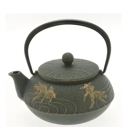 Cast Iron Teapot Bronze Goldfish