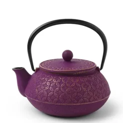 Cast Iron Teapot Gold Purple Seven Jewels