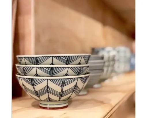 Celadon Chevron 5.5" Rice Bowl