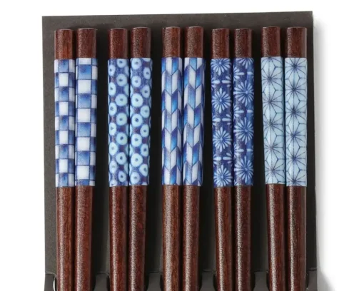 Chopsticks Set Wood Aizome Patterns
