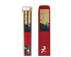Cranes Chopsticks With Case - Red