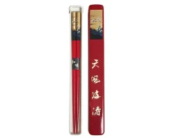 Cranes Chopsticks With Case - Red