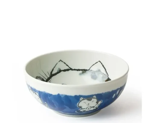 Fortune Cat 6.25" Bowl Blue