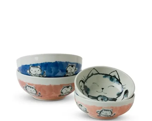 Fortune Cat 6.25" Bowl Blue