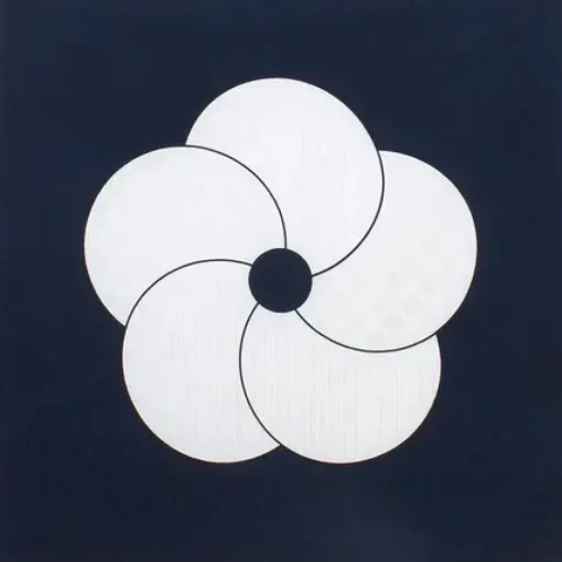 Furoshiki Pattern Flowers Black 27.5" Sq.