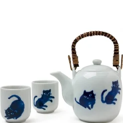 Midnight Blue Cat Tea Set