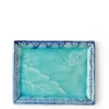 Plate Rectangle Turquoise Crackle Leaf/Pond
