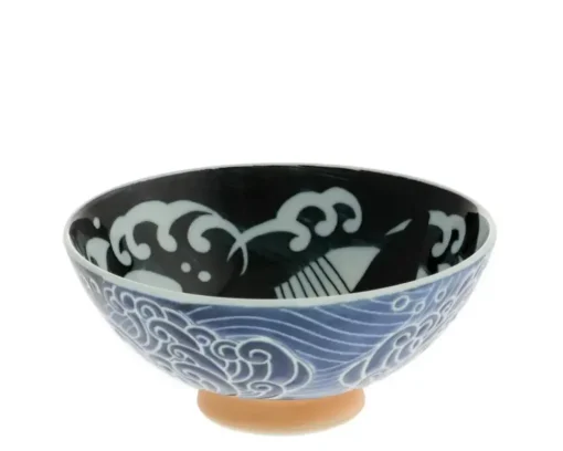 Rice Bowl Blue Whale Waves (Xl) 5-3/4"