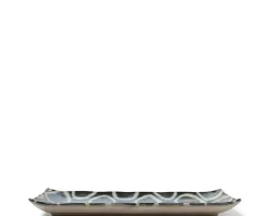 Rustic White Circles Rectangle Plate