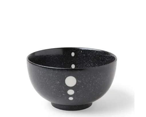 Satin Black White Dots 5-1/8" Bowl