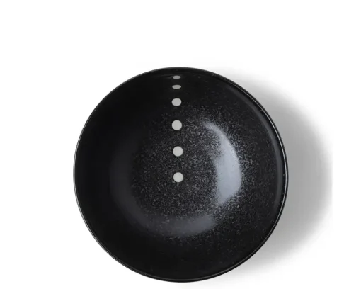 Satin Black White Dots 5-1/8" Bowl