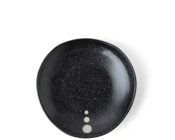 Satin Black White Dots Plate 5-1/4"