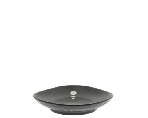 Satin Black White Dots Plate 5-1/4"