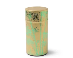 Tea Canister Gold/Green Foil Bamboo
