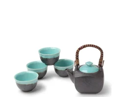 Tea Set Turquoise Sky Square