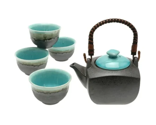 Tea Set Turquoise Sky Square