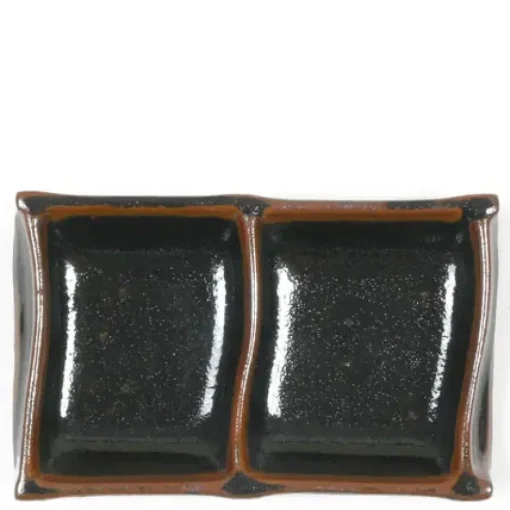 Tenmoku 6" X 3.5" Double Sauce Dish